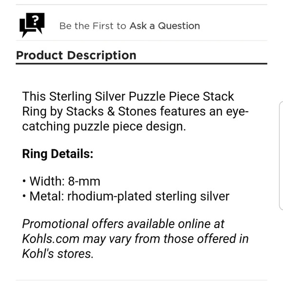 Stacks & Stones Sterling Silver Puzzle Piece Stack Ring NWT - Picture 2 of 5